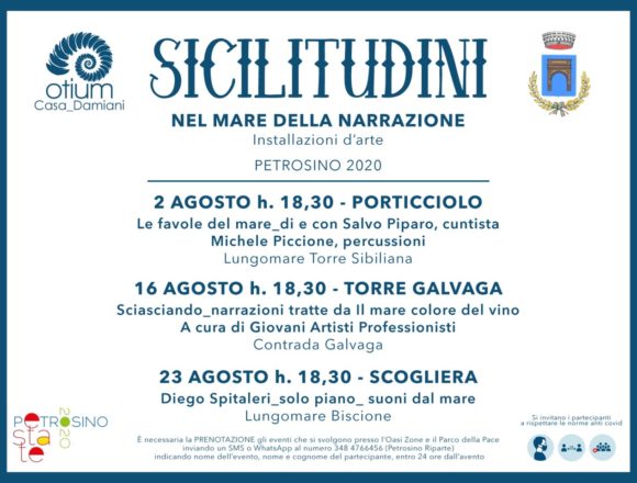 Petrosino Estate 2020, torna l’appuntamento con “Sicilitudini”. Tre le iniziative in calendario il 2, 16 e 23 agosto Petrosino Estate 2020, torna l’appuntamento con “Sicilitudini”. Tre le iniziative in calendario il 2, 16 e 23 agosto