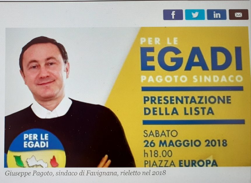 Caos istituzionale a Favignana. Il sindaco Giuseppe Pagoto agli arresti domiciliari e sospeso dall’incarico dal Prefetto