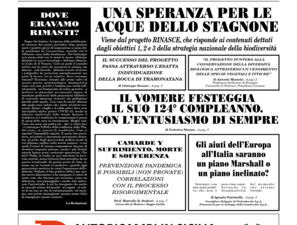 Felicemente Il Vomere è in edicola. Ecco il primo numero dopo il lockdown Felicemente Il Vomere è in edicola. Ecco il primo numero dopo il lockdown