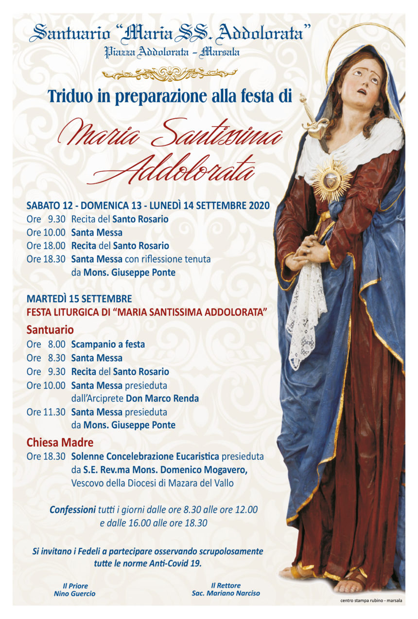 Da domani al via la festa in onore di Maria Santissima Addolorata