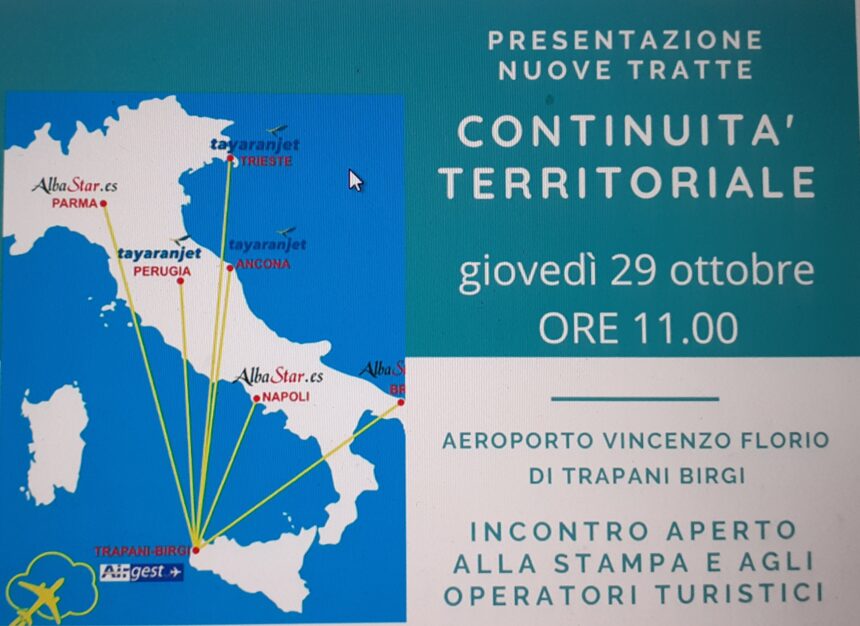 Giovedì sarannno presentate le nuove  tratte in continuità territoriali da Trapani