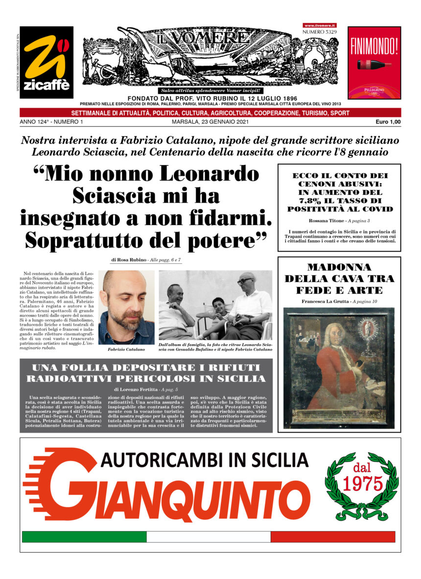 La prima pagina dell’ultima edizione del Vomere