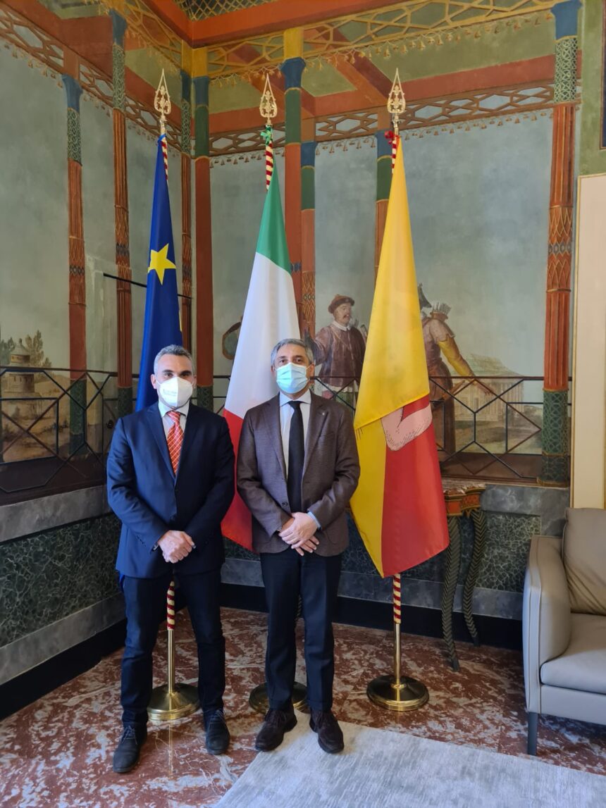 Il presidente del consiglio Sturiano incontra a Palermo il neo assessore all’Agricoltura Tony Scilla per formulare gli auguri di buon lavoro