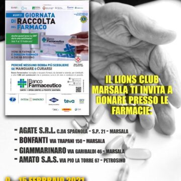 Il Lions Club di Marsala promuove la Giornata di raccolta del Farmaco