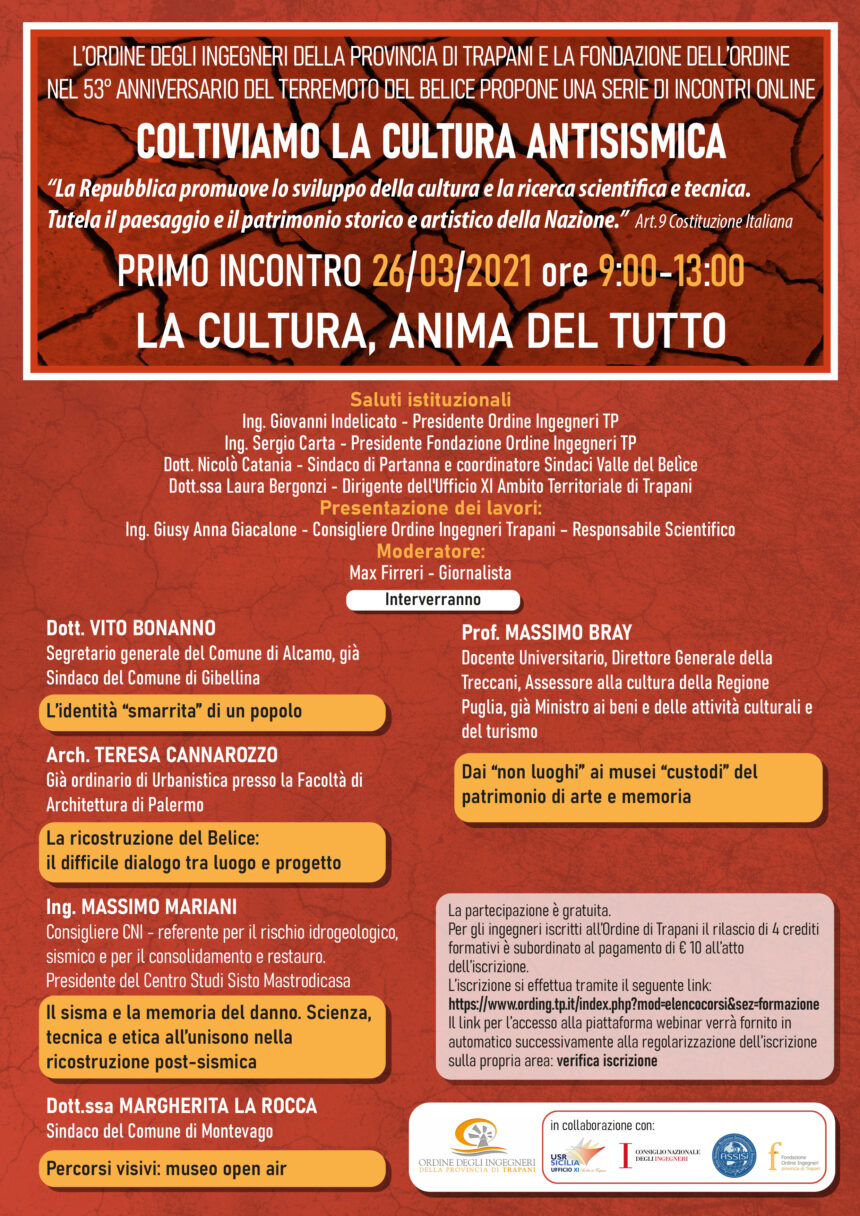 “Coltiviamo la cultura antisismica – La Cultura, anima del tutto”