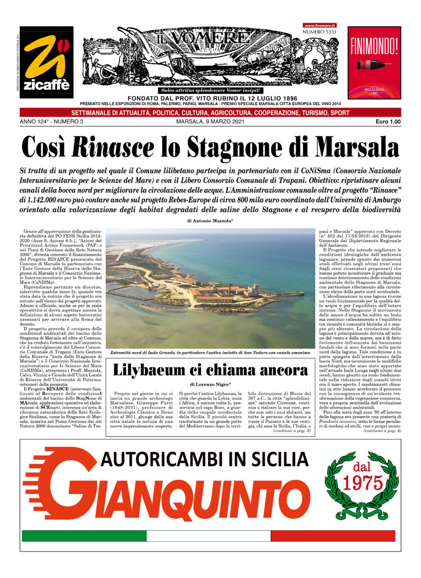 Ecco la prima pagina de “il Vomere”, già in edicola