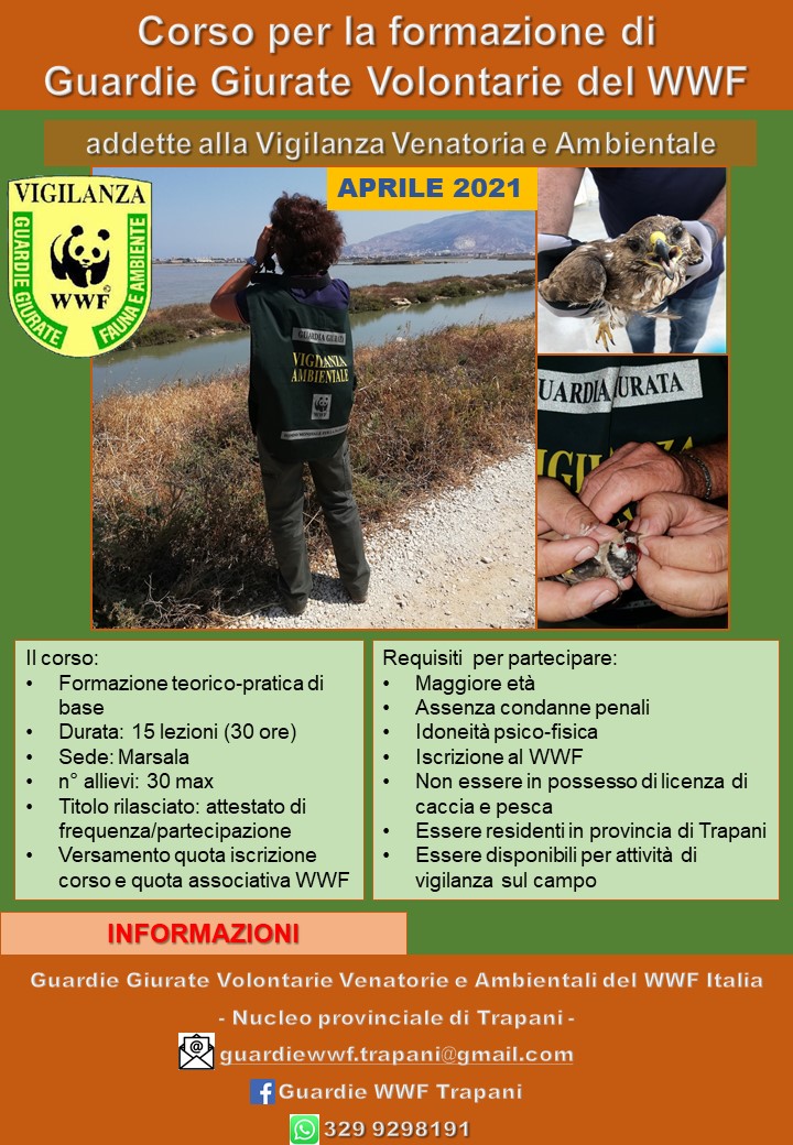 A Trapani il WWF organizza un corso per guardie volontarie venatorie e ambientali