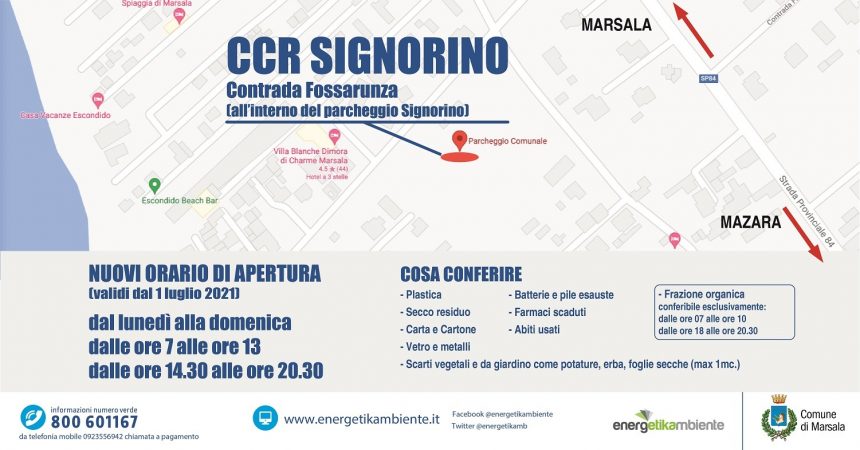 Isola ecologica “Signorino”. Da domani, 1° luglio, nuovi orari di conferimento dei rifiuti