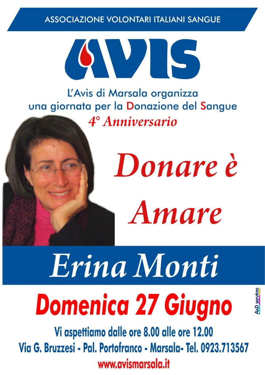 Avis Marsala. Una giornata di donazioni dedicata a Erina Monti