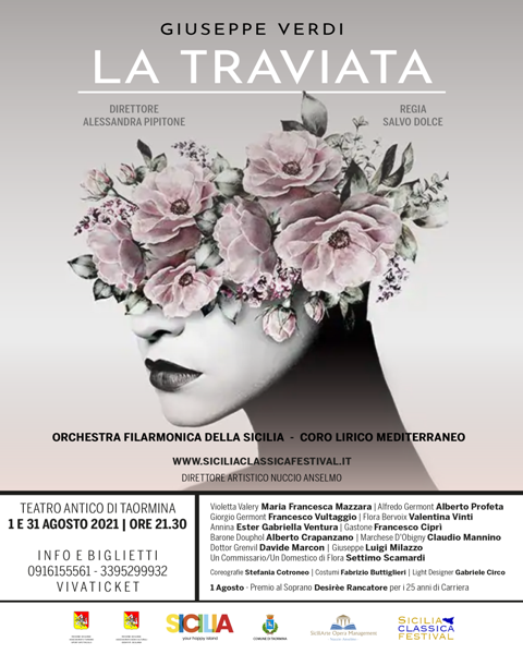 Al via Sicilia Classica Festival: in scena “La Traviata” il primo agosto al Teatro di Taormina. Il 20 e 21 agosto lo spettacolo a Terrasini, il 31 si replica a Taormina