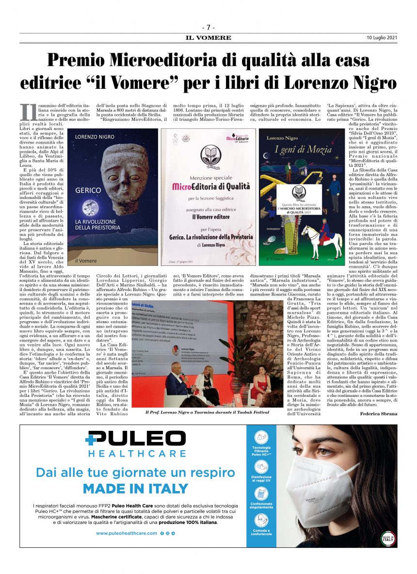 Premio Microeditoria di qualità alla casa editrice “il Vomere” per i libri di Lorenzo Nigro
