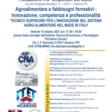 CNA Trapani promuove l’Alta Specializzazione: venerdì 15 ottobre un seminario su “Agroalimentare e fabbisogni formativi”