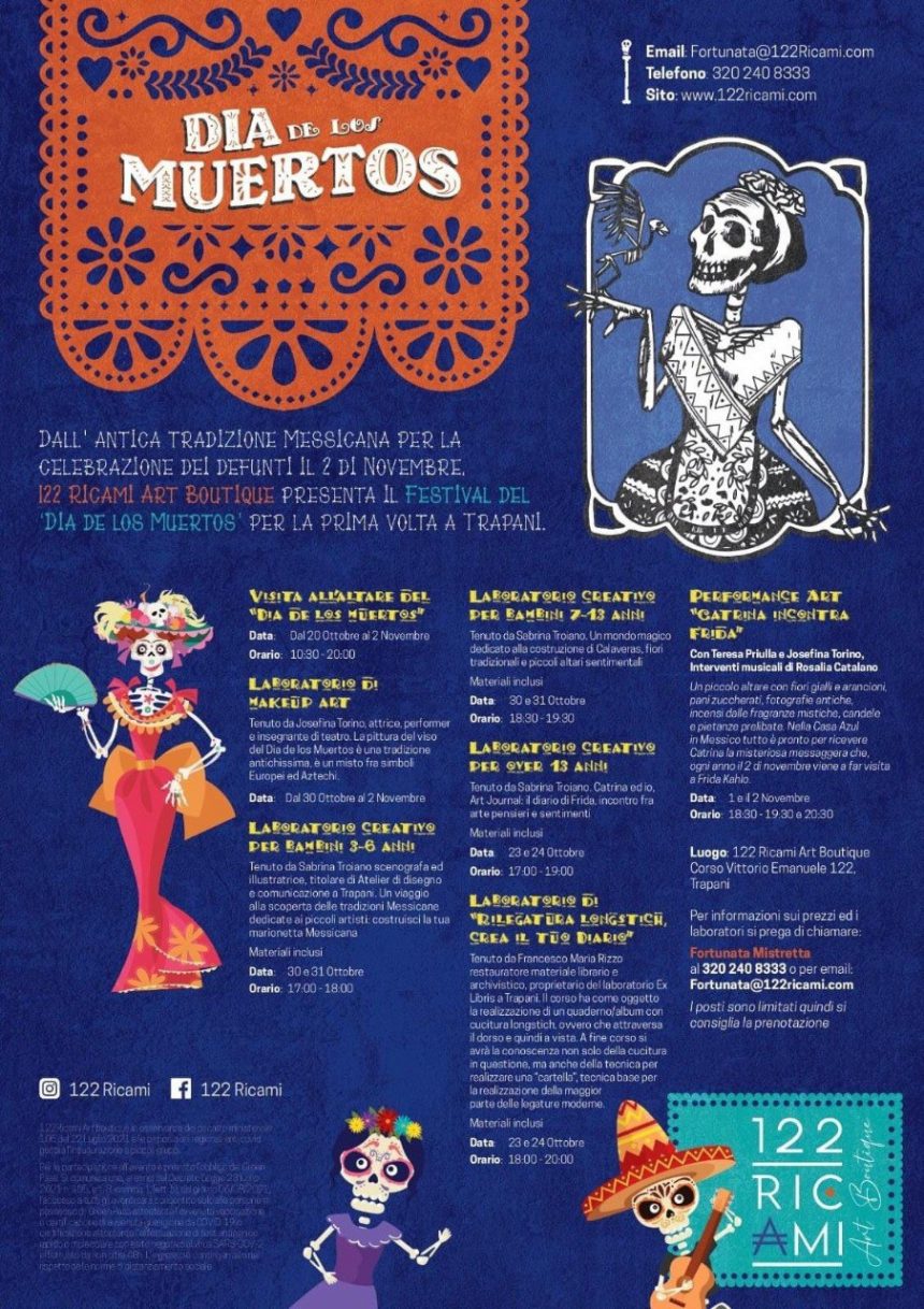 A Trapani arriva per la prima volta il Festival del “Dia De Los Muertos” dal 20 al 2 novembre