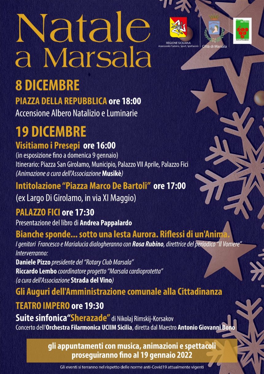 Natale a Marsala, oggi alle ore 18 l’accensione dell’Albero in Piazza della Repubblica e l’avvio degli appuntamenti per il periodo delle festività
