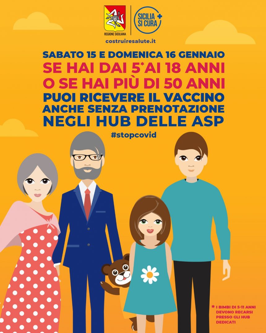 Vaccini, nel weekend “porte aperte” per fascia 5-18 anni e over 50 negli hub delle Asp Vaccini, nel weekend “porte aperte” per fascia 5-18 anni e over 50 negli hub delle Asp