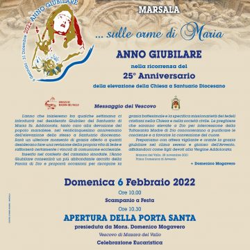 Domenica prossima, 6 febbraio, nel Santuario di Maria Santissima Addolorata a Marsala, l’apertura della Porta Santa