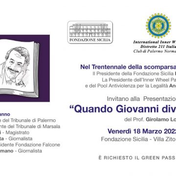 Presentazione del libro “Quando Giovanni diventò Falcone” di Girolamo Lo Verso, venerdì 18 marzo ore 18 Villa Zito a Palermo