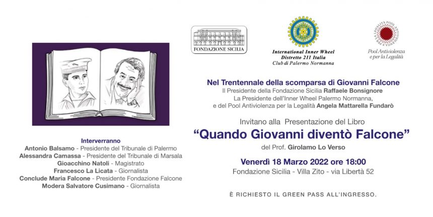 Presentazione del libro “Quando Giovanni diventò Falcone” di Girolamo Lo Verso, venerdì 18 marzo ore 18 Villa Zito a Palermo