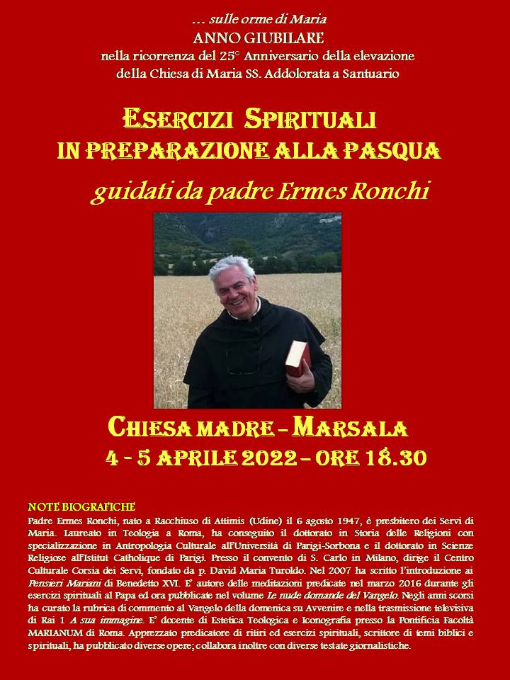 Gli esercizi spirituali in preparazione alla Pasqua guidati da padre Ermes Maria Ronchi