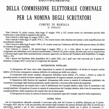 Referendum del 12 Giugno, si nominano gli scrutatori