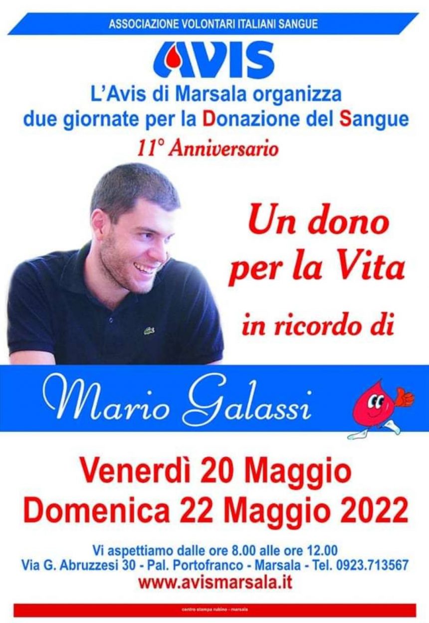 Venerdì e domenica giornate Avis Marsala dedicate a Mario Galassi