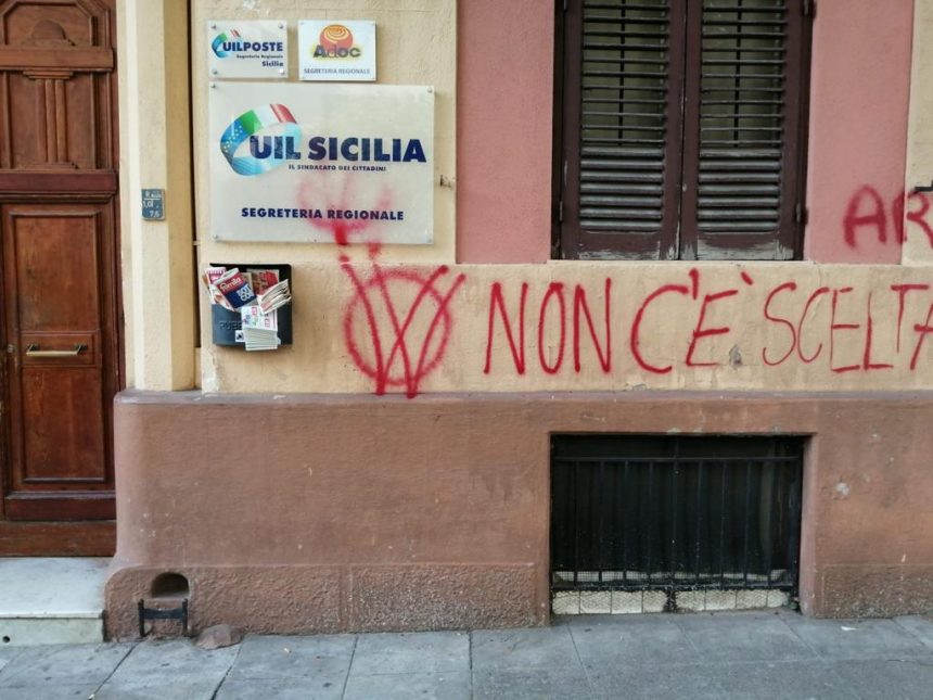 Atto vandalico alla sede della Uil Sicilia e Area Vasta a Palermo. Solidarietà al gruppo dirigente regionale 