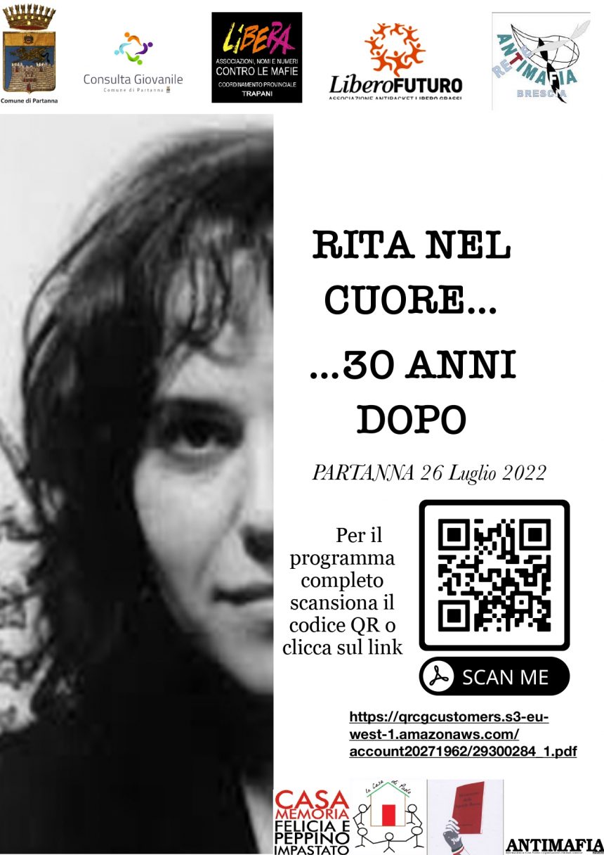 Partanna, domani la commemorazione di Rita Atria nel trentennale della morte Partanna, domani la commemorazione di Rita Atria nel trentennale della morte