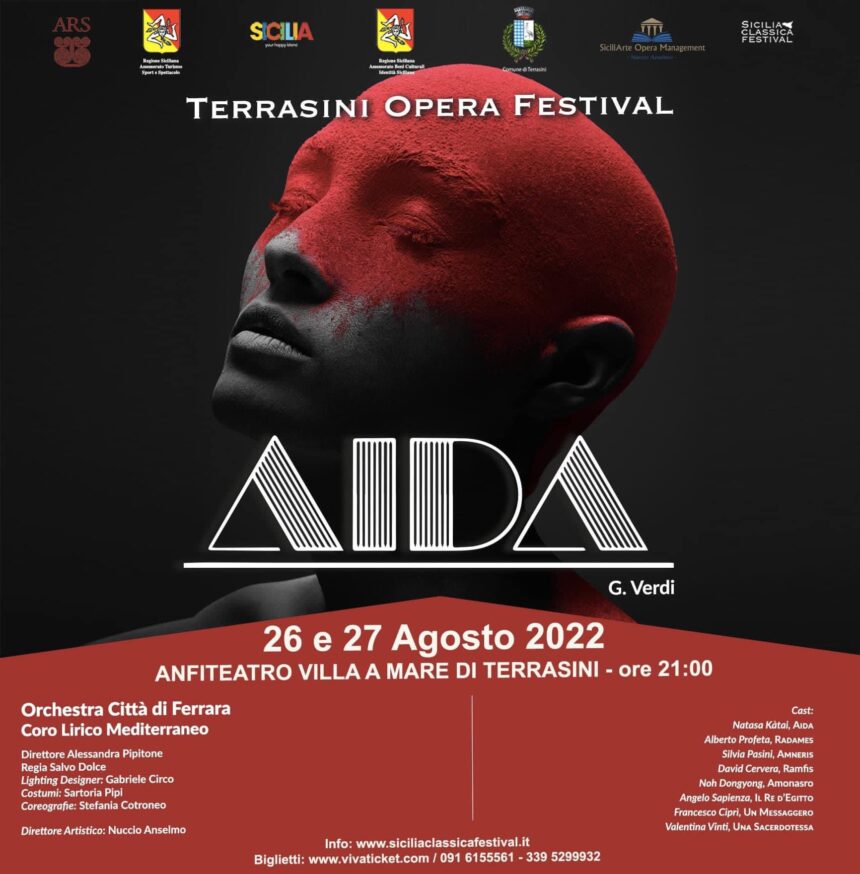Tre giorni tra Opera e folklore a Terrasini: il 26 e il 27 agosto in scena l’Aida di Verdi, il 28 agosto Stornello Siciliano