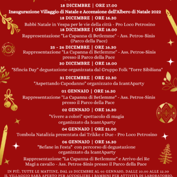 Petrosino, Natale 2022, il 18 dicembre l’inaugurazione del Villaggio di Natale e l’accensione dell’albero. Il sindaco Anastasi: «Un bel cartellone nonostante le difficoltà finanziarie»