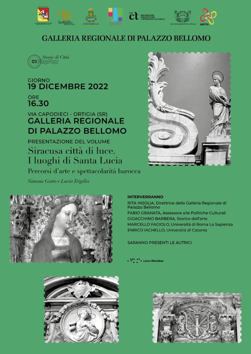 Siracusa, il 19 dicembre a Palazzo Bellomo il libro su Santa Lucia. L’assessore Amata: “Una figura fortemente identitaria”