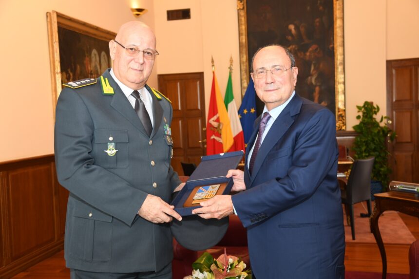Palazzo d’Orléans, Schifani incontra il comandante della Guardia di Finanza Italia Sud-Occidentale
