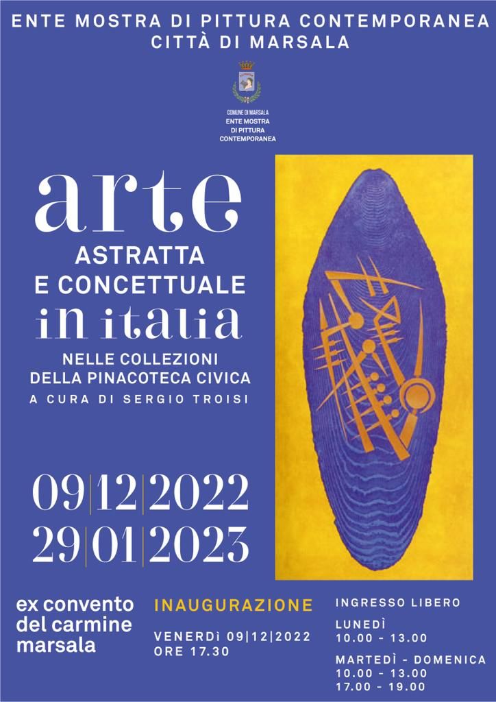 Cultura: “Arte astratta e concettuale in Italia nelle collezioni della Pinacoteca Civica” a Marsala all’ Ente Mostra di Pittura Contemporanea fino al 29 gennaio