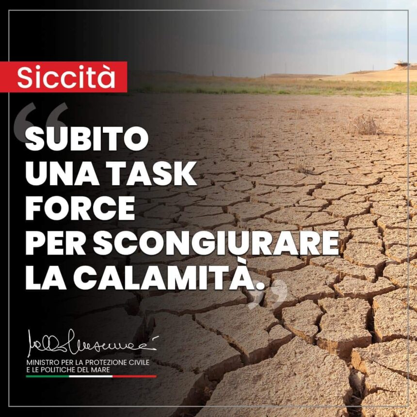Siccità, il ministro Musumeci:”Subito una task force per scongiurare la calamità”