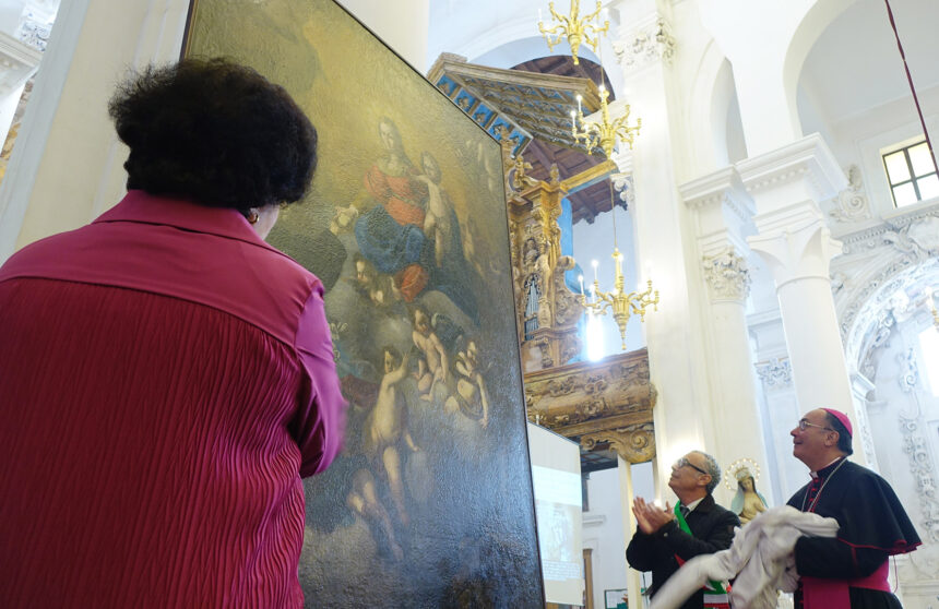 Partanna, torna al suo antico splendore la tela ‘600 di Gerardo Astorino. Il restauro offerto dalla famiglia Ciulla