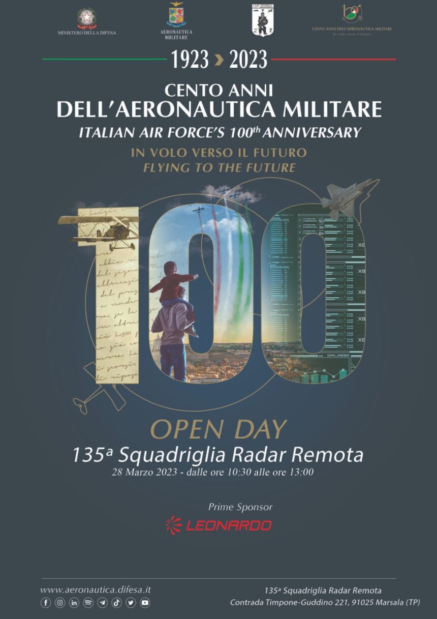 Open day dalle ore 10,30 alle ore 13 per il Centenario dell’Aeronautica Militare presso la 135esima Squadriglia Radar Remota Open day dalle ore 10,30 alle ore 13 per il Centenario dell’Aeronautica Militare presso la 135esima Squadriglia Radar Remota