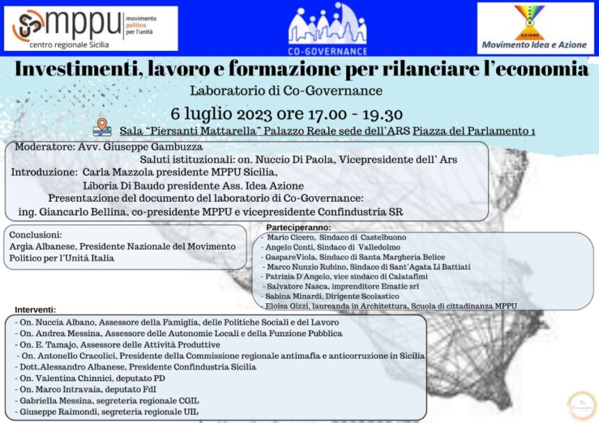 Prospettive di sviluppo per la Sicilia: le proposte dei cittadini. A Palazzo dei Normanni il convegno promosso da Movimento politico per l’Unità e Idea e Azione