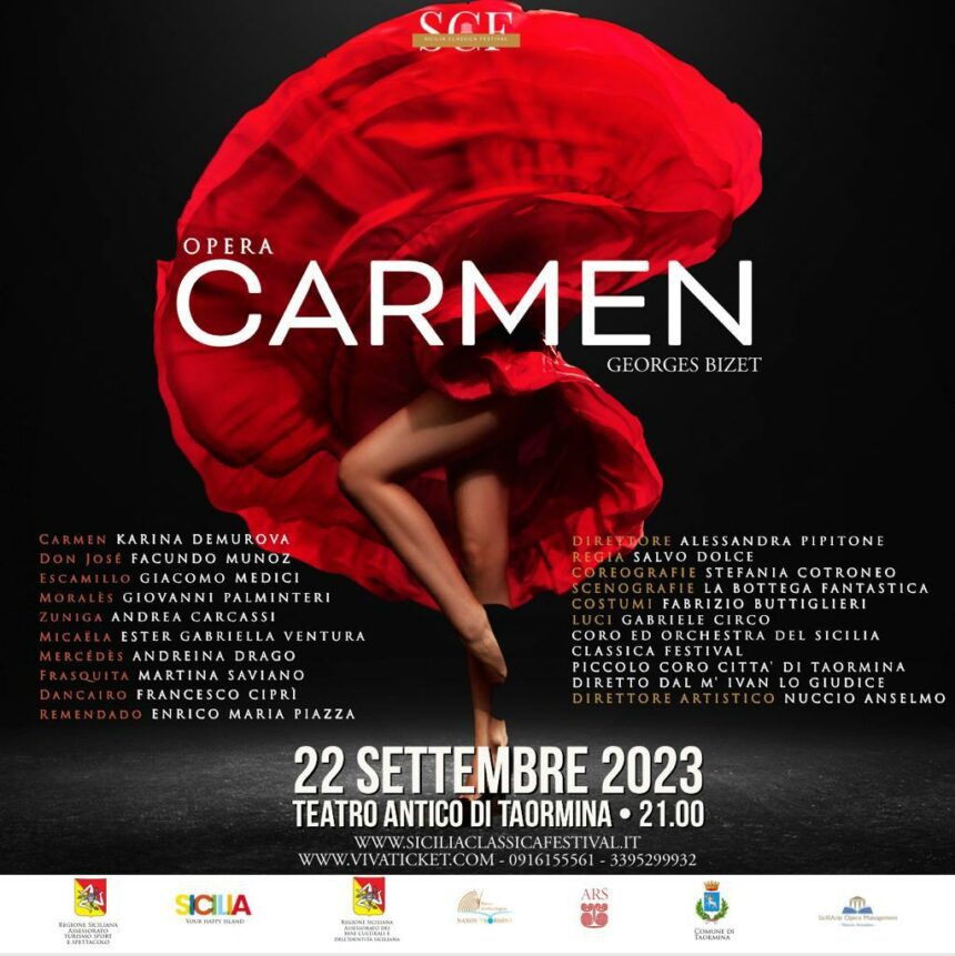 Cavalleria Rusticana e Pagliacci il 20 settembre in scena al Teatro Antico di Taormina. Il 22 settembre la replica de la Carmen del Sicilia Classica Festival. Sul palco anche il Piccolo Coro Città di Taormina