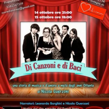 A TEATRO PER “IL CUORE DI ANDREA”. “DI CANZONI E DI BACI” AL TEATRO GARBATELLA DI ROMA PER SOSTENERE L’ASSOCIAZIONE “IL CUORE DI ANDREA”. IL VOMERE HA RAGGIUNTO IL REGISTA