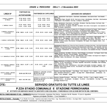Ricorrenze 1 e 2 Novembre: limitazioni alla circolazione veicolare nelle vie di accesso al cimitero