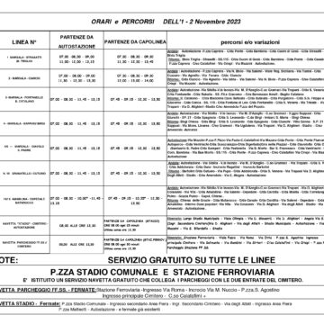 1 e 2 Novembre a Marsala. Bus navetta e linee urbane gratuite in entrambe le ricorrenze