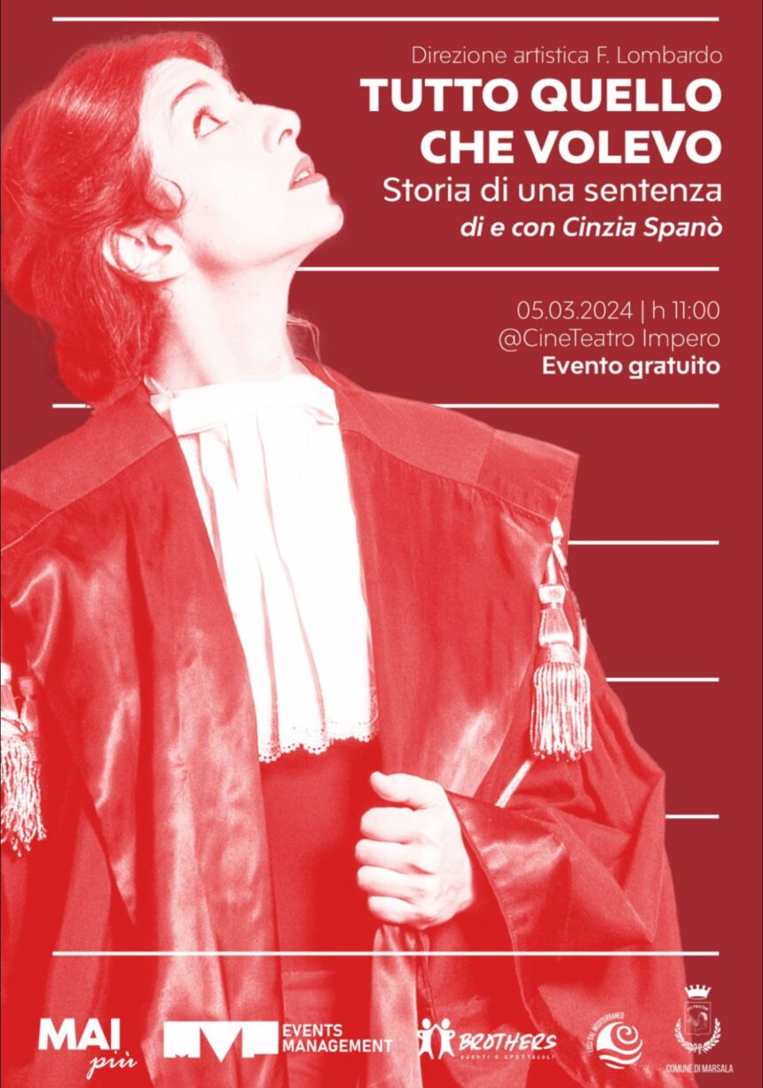 “MAI”. Campagna di sensibilizzazione contro la violenza di genere. Il prossimo 5 marzo, al Teatro Impero, “Tutto quello che volevo”