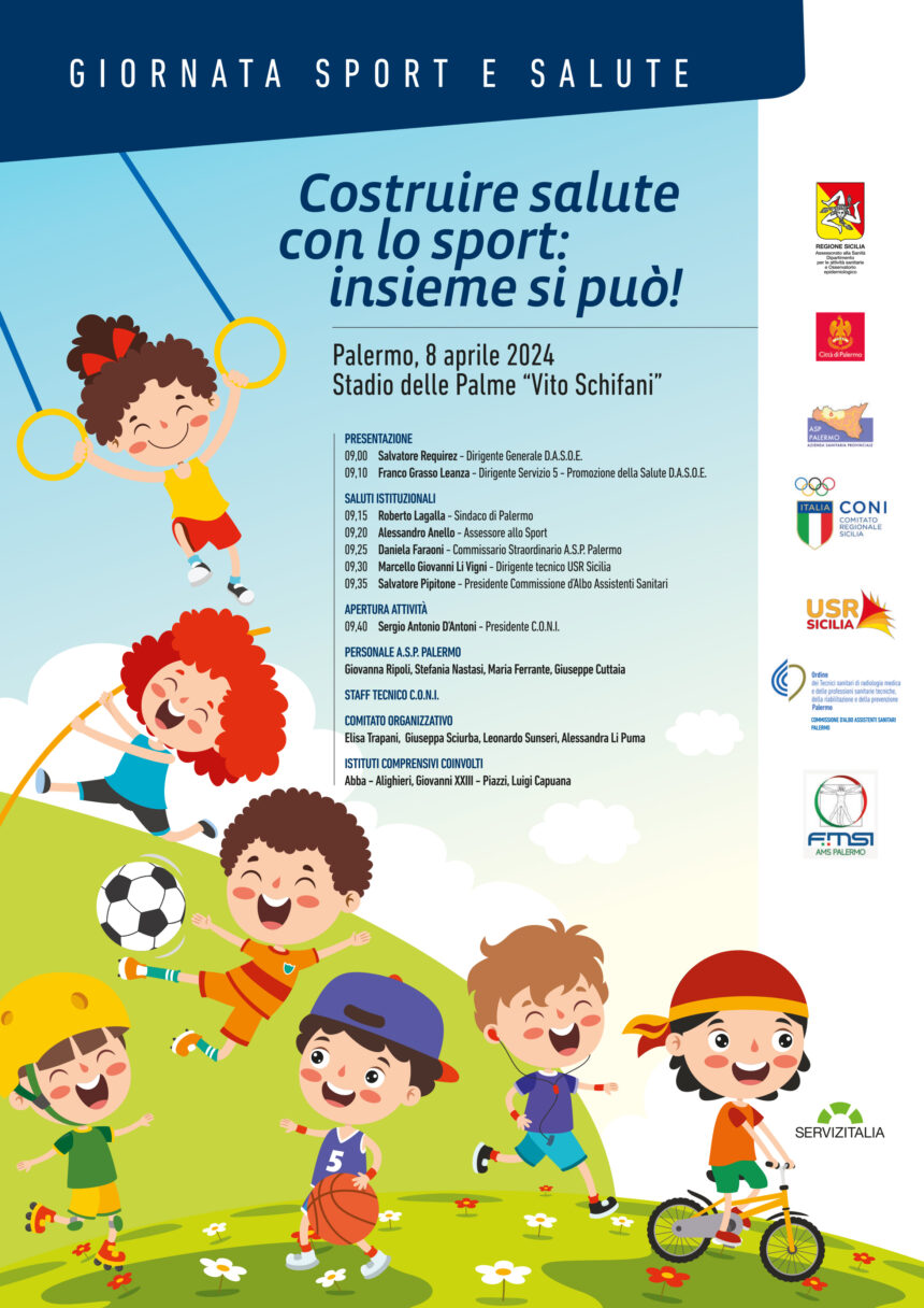 Costruire salute con lo sport, lunedì 8 aprile giornata dedicata ai giovani a Palermo
