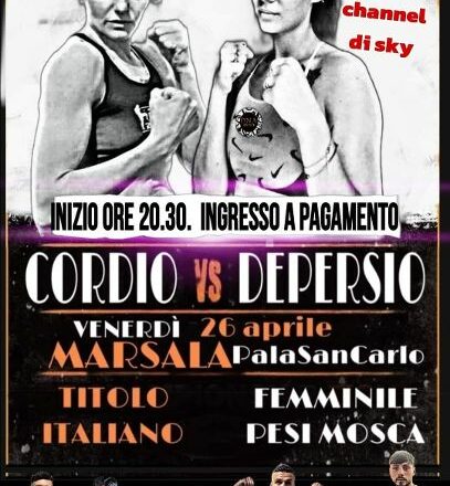 Campionato Italiano di Boxe femminile, Giacoma Cordio affronterà la romana Aurora De Persio