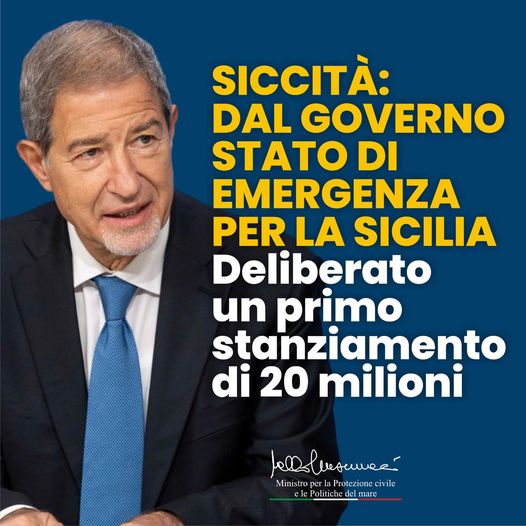 Siccità: dal Governo un primo stanziamento per far fronte all’attuazione di immediati interventi