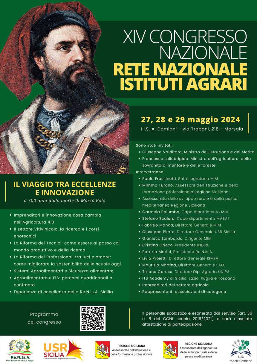 L’ I.I.S. “Abele Damiani” di Marsala ospita, dal 27 al 29 maggio, il XIV Congresso Nazionale Re.N.Is.A.